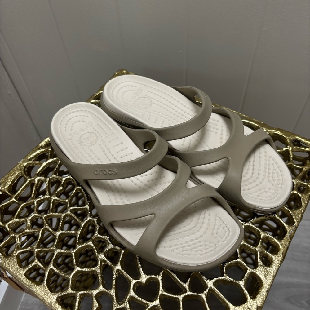 CROCS Taupe Strappy Sandals Womens Size 8